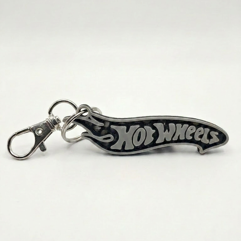Hot Wheels Inspired Flame Logo Keychain | Choose Your Color Retro Keyring