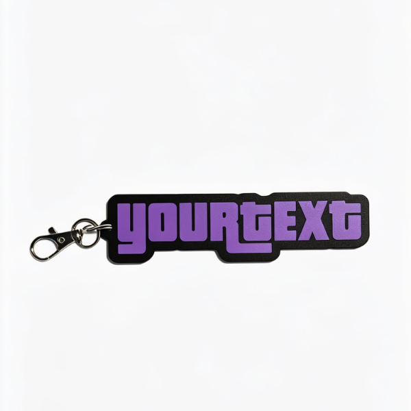Personalized GTA Font Keychain Custom Name | 3D Printed Keyring Gamer Gift